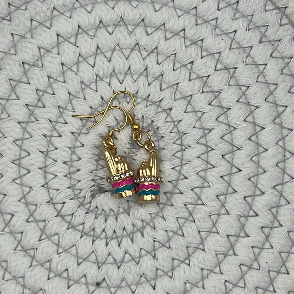 Gold Tone and Enamel Earrings